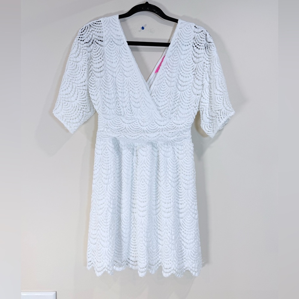 🔥NWOT Lily Pulitzer White Lace V-Neck Fit & Flare Dress Size 5